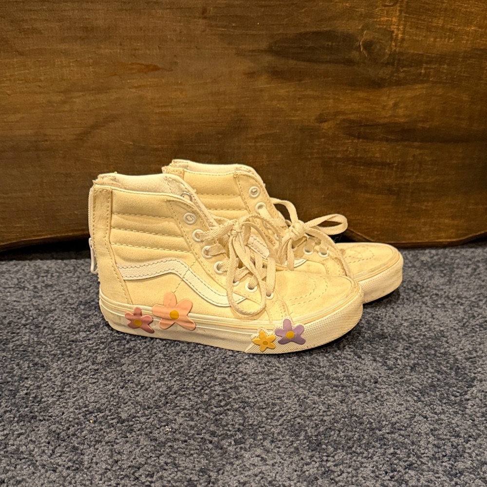 Cream High-Top Vans with Floral Accents
